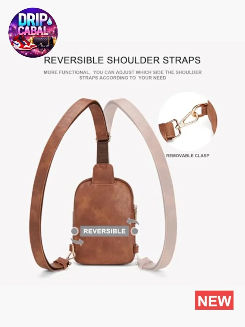 Crossbody Sling Bag - Faux Leather Shoulder Bag for Women
